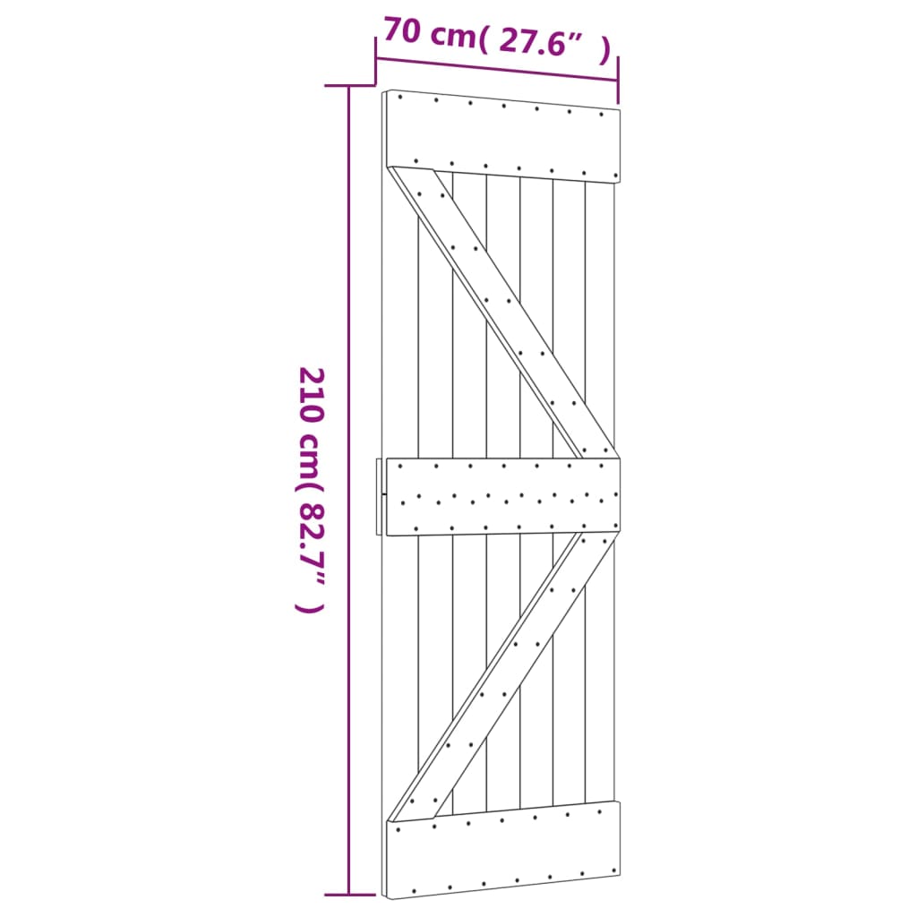 vidaXL Liukuovi asennustarvikkeineen 70x210 cm täysi mänty