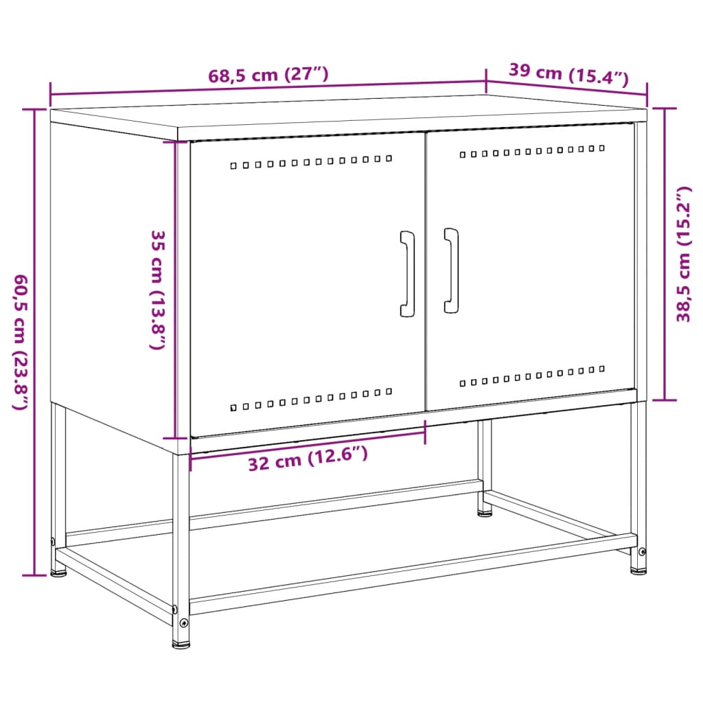 vidaXL TV-taso antrasiitti 68,5x39x60,5 cm teräs