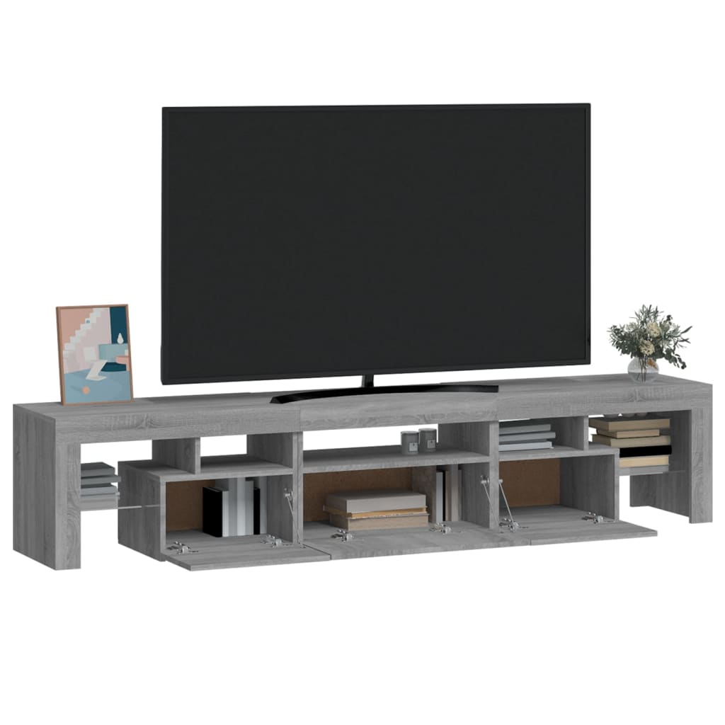 vidaXL TV-taso LED-valoilla harmaa Sonoma 200x36,5x40 cm