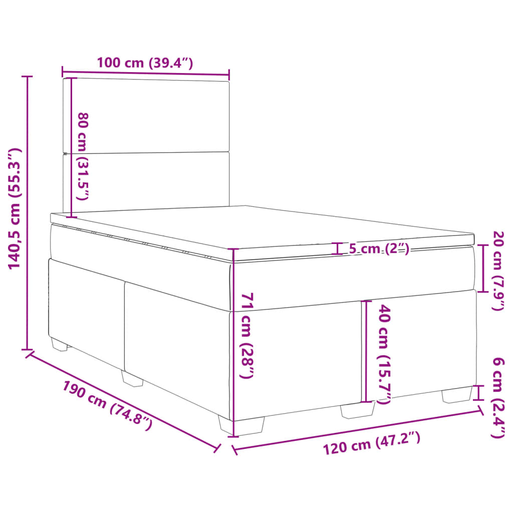 vidaXL Jenkkisänky patjalla musta 120x190 cm sametti