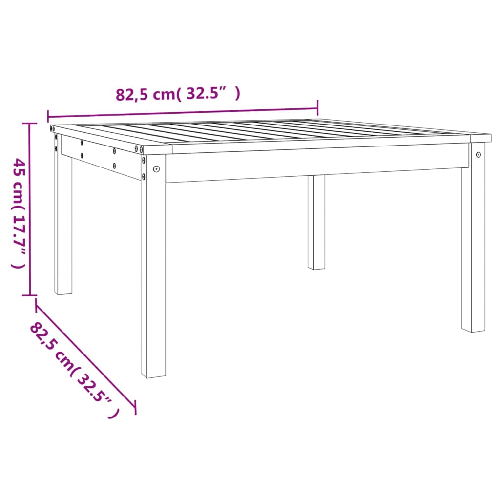 vidaXL Puutarhapöytä 82,5x82,5x45 cm täysi douglaskuusi