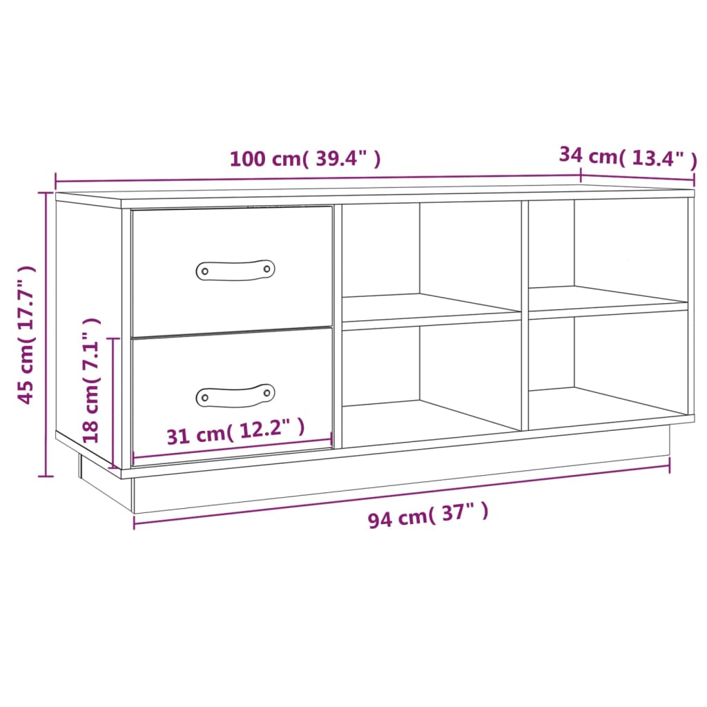 vidaXL Kenkäpenkki harmaa 100x34x45 cm täysi mänty