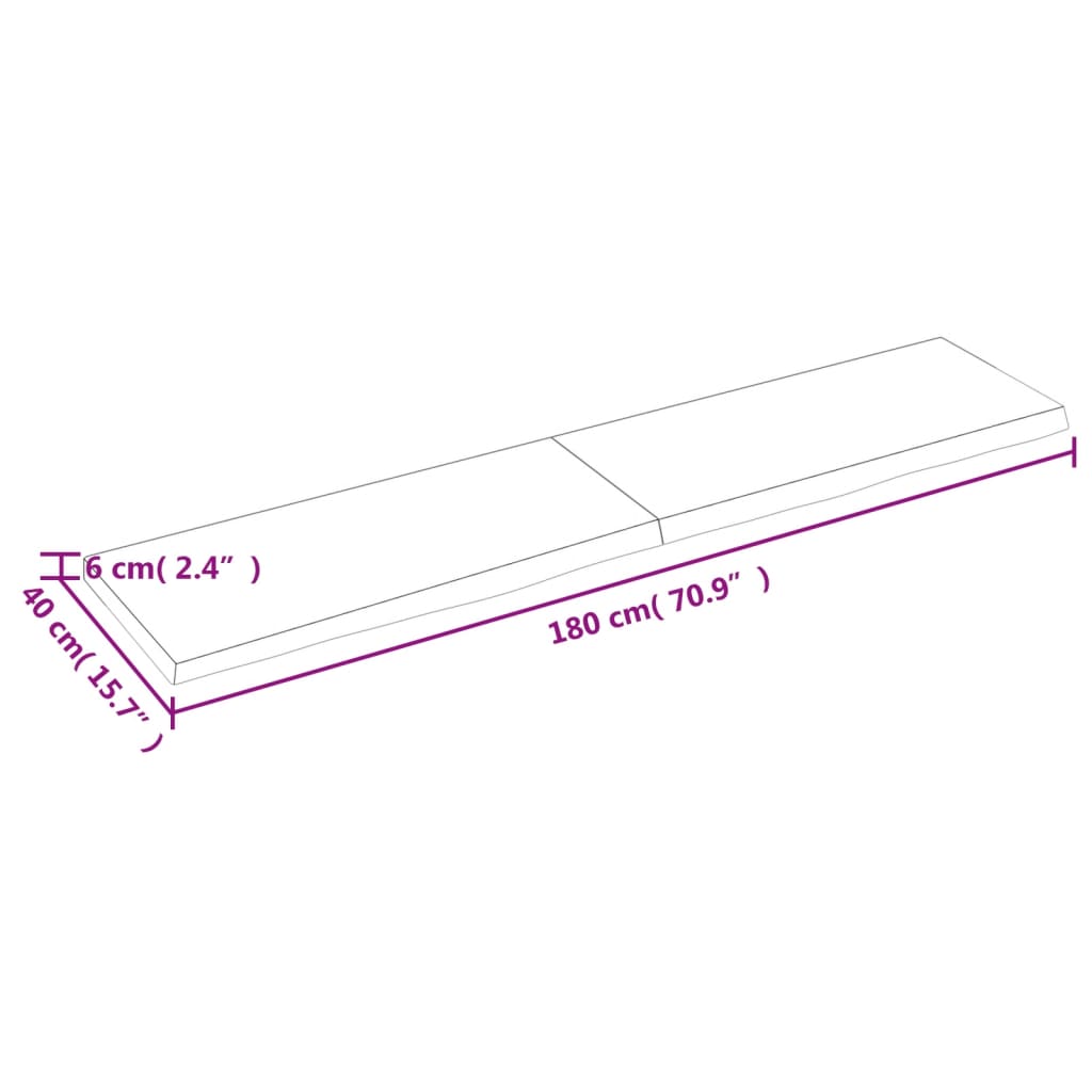 vidaXL Seinähylly tummanruskea 180x40x(2-6) cm käsitelty täystammi