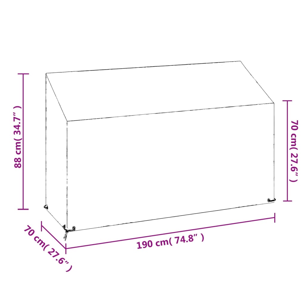 vidaXL Puutarhapenkkisuoja 8 purjerengasta 190x70x70/88 cm polyeteeni