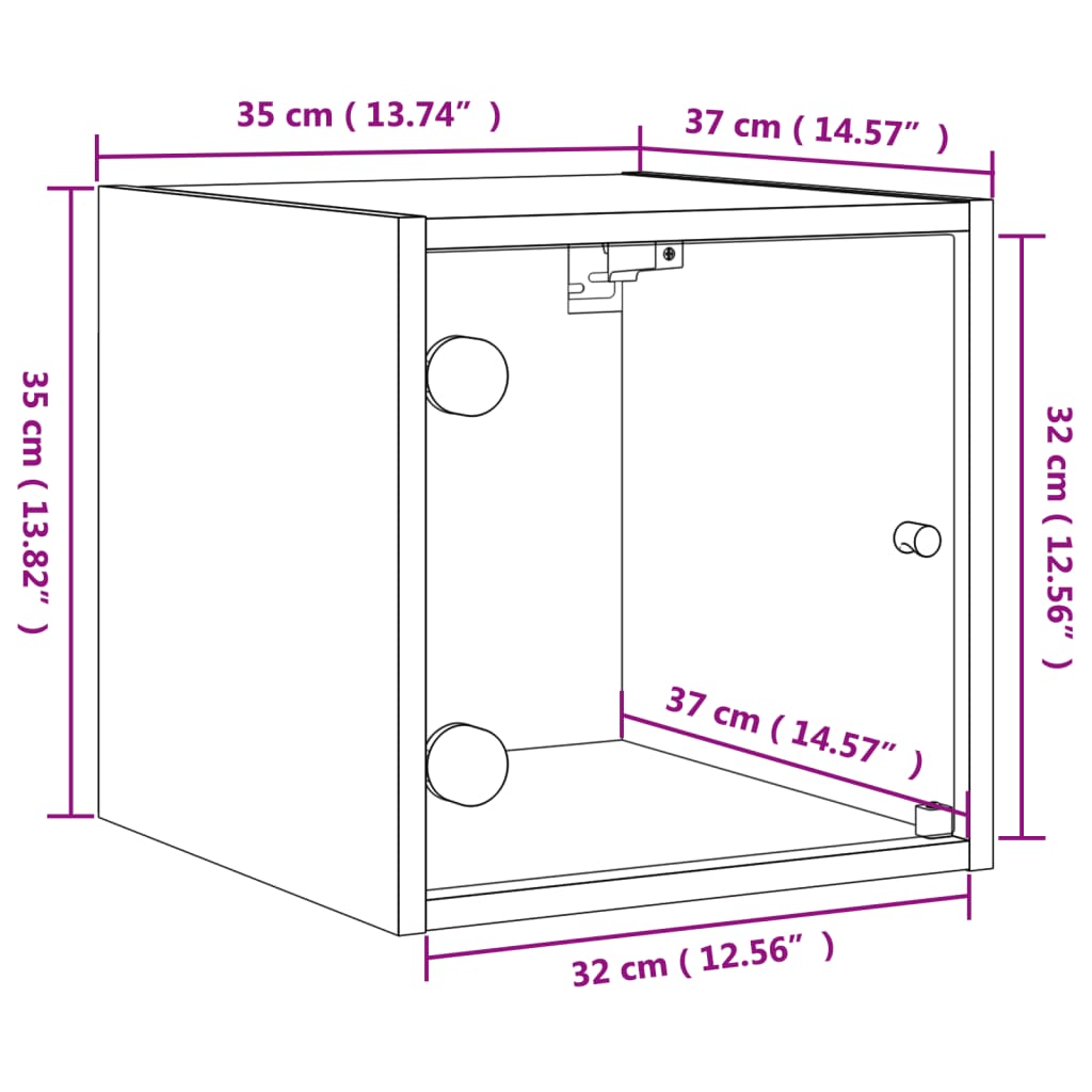 vidaXL Yöpöydät lasiovilla 2 kpl betoninharmaa 35x37x35 cm