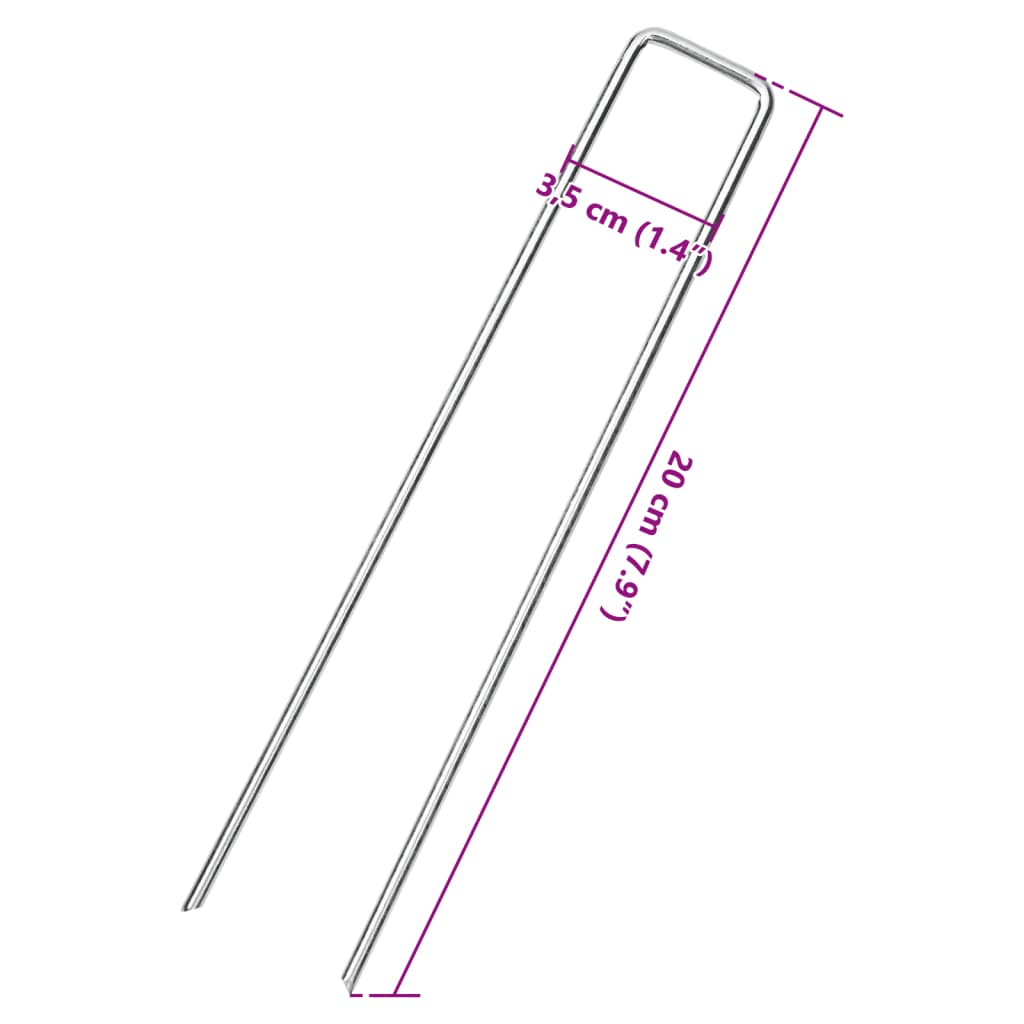 vidaXL Maatapit U-muotoinen 25 pcs 20x3,5 cm galvanoitu teräs