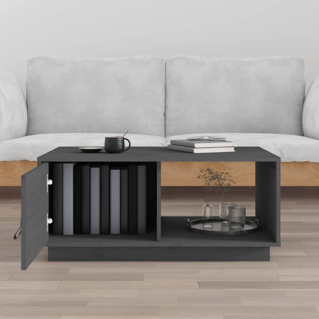 vidaXL Sohvapöytä harmaa 80x50x35,5 cm täysi mänty