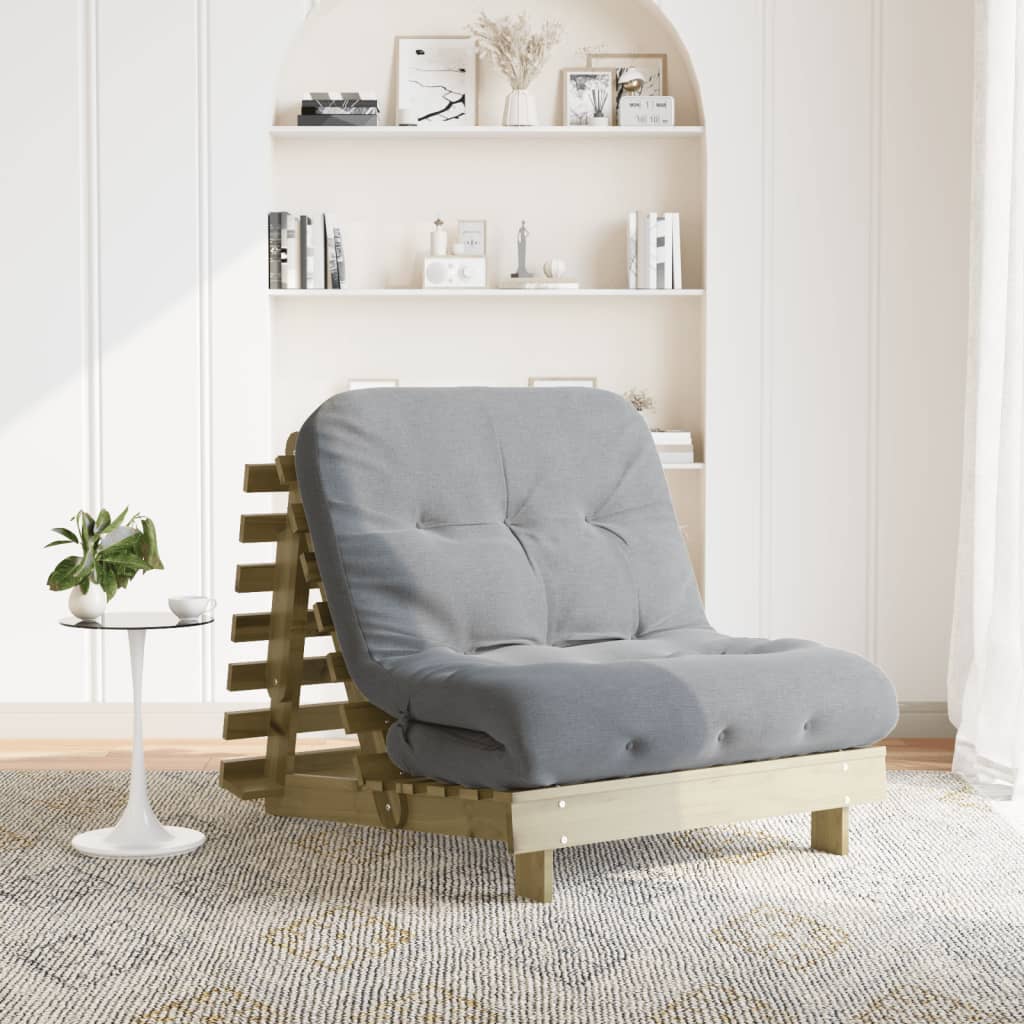 vidaXL Futon vuodesohva patjalla 80x206x11 cm kyllästetty mänty