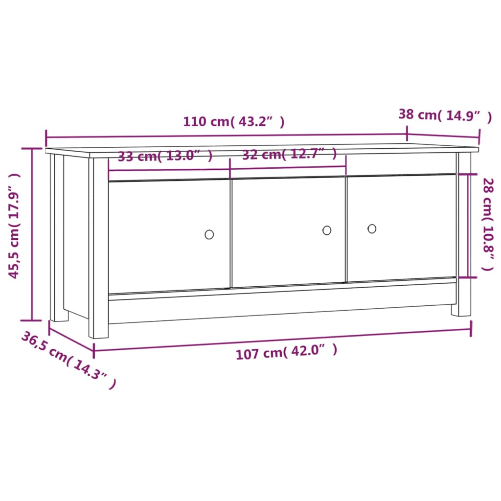 vidaXL Kenkäkaappi valkoinen 110x38x45,5 cm täysi mänty