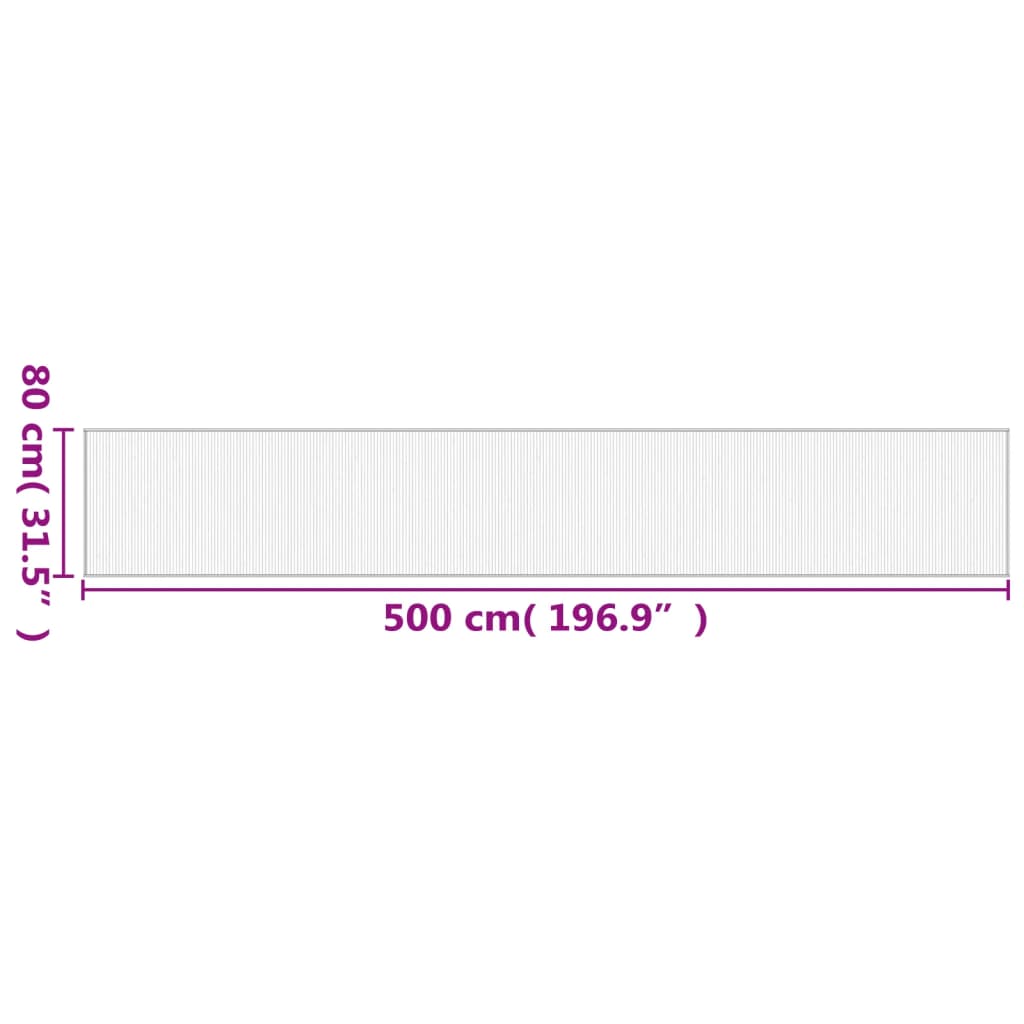 vidaXL Matto suorakaide musta 80x500 cm bambu