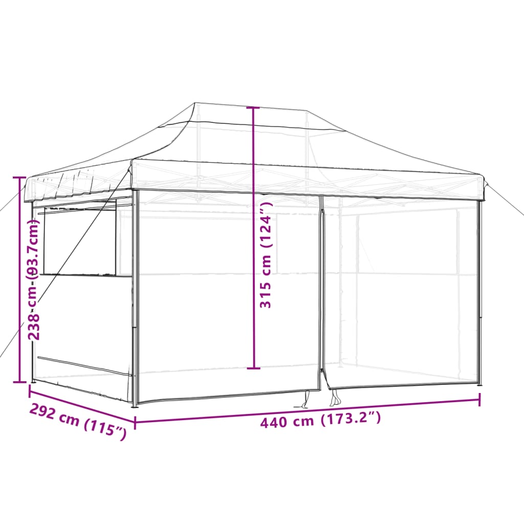 vidaXL Taitettava pop-up juhlateltta 4 sivuseinällä oranssi