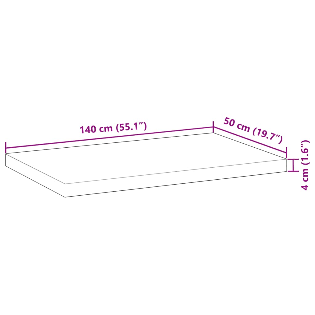 vidaXL Kylpyhuoneen pöytälevy 140x50x4 cm käsittelemätön täysi akasia