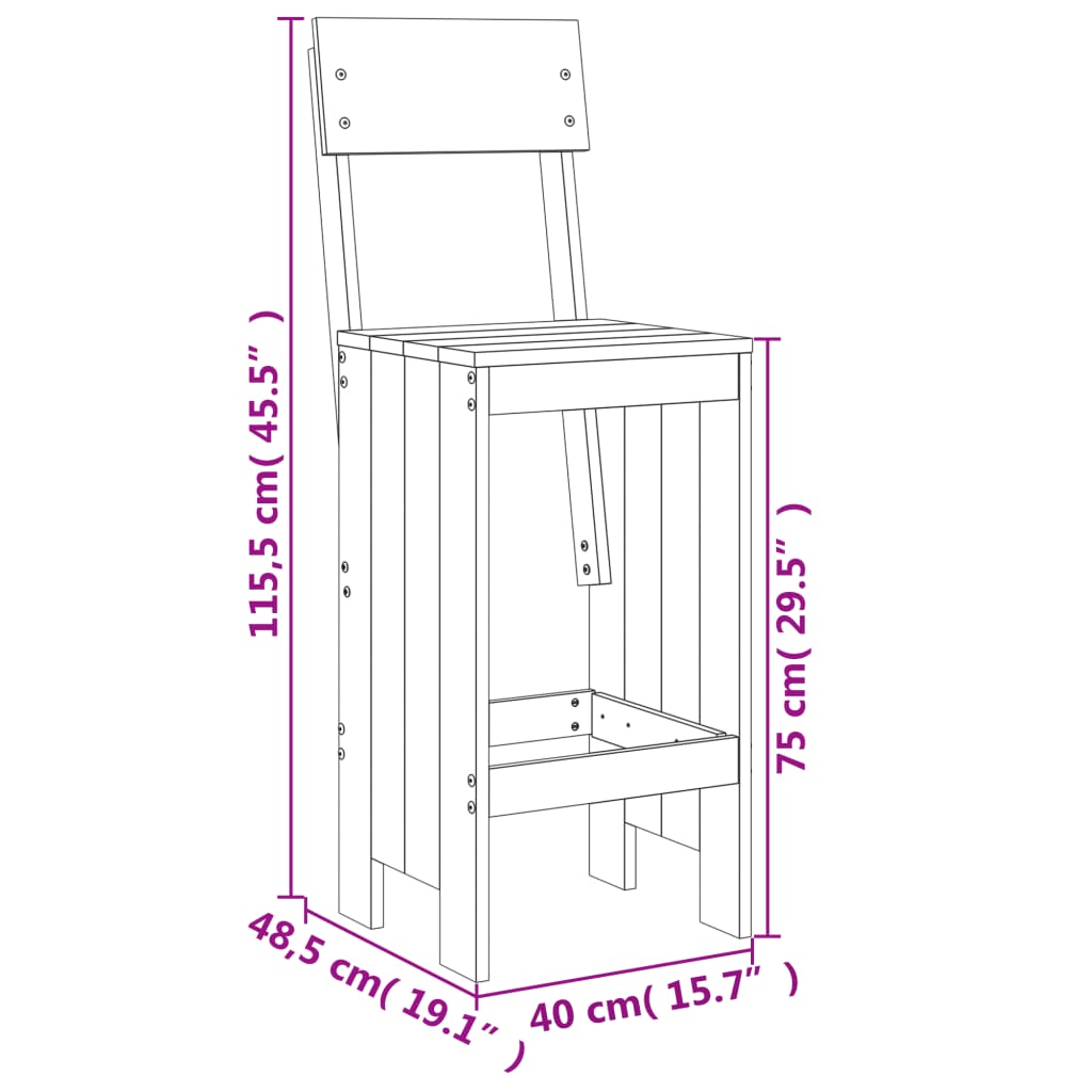 vidaXL Baarijakkarat 2 kpl 40x48,5x115,5 cm täysi douglaskuusi