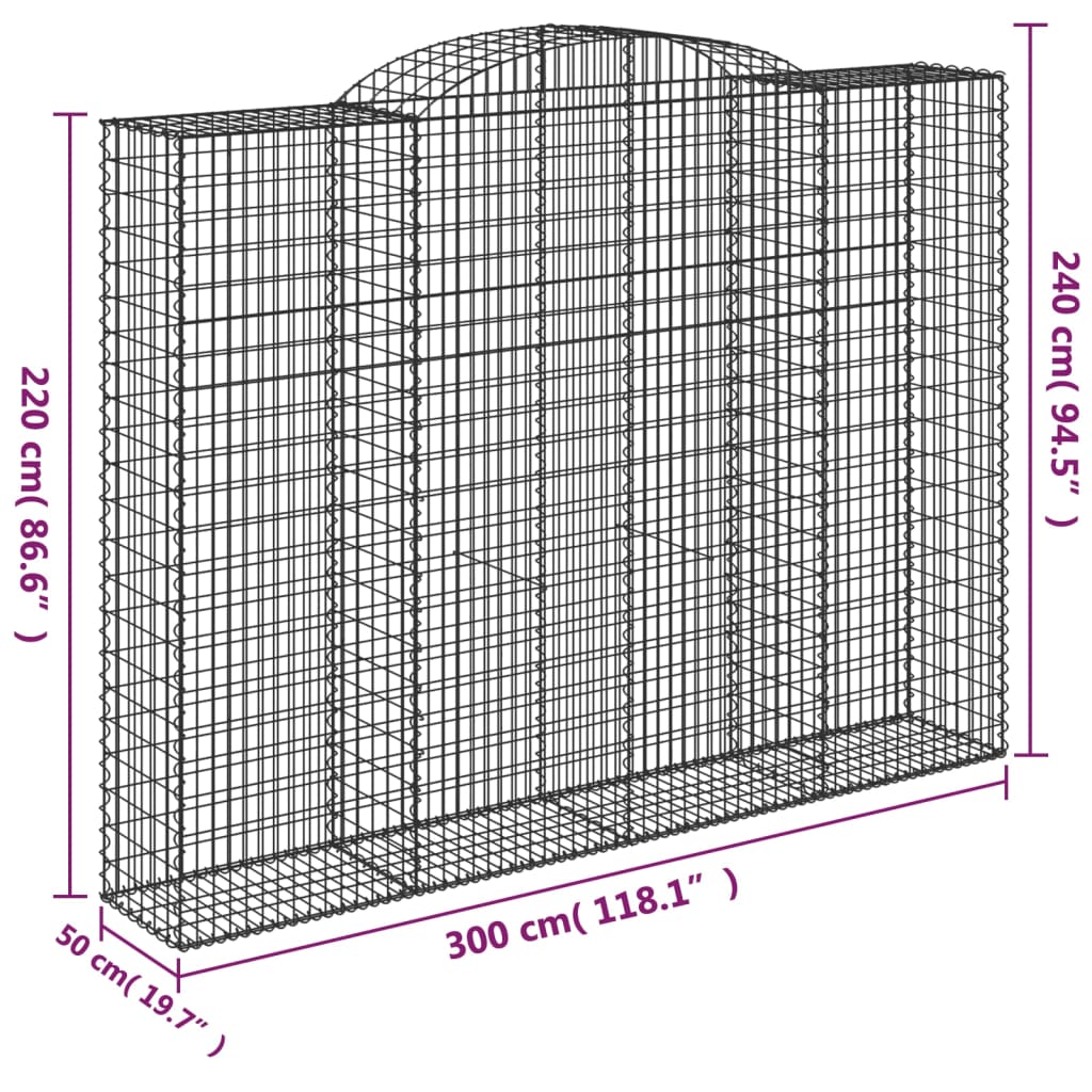 vidaXL Kaarevat kivikorit 4 kpl 300x50x220/240 cm galvanoitu rauta