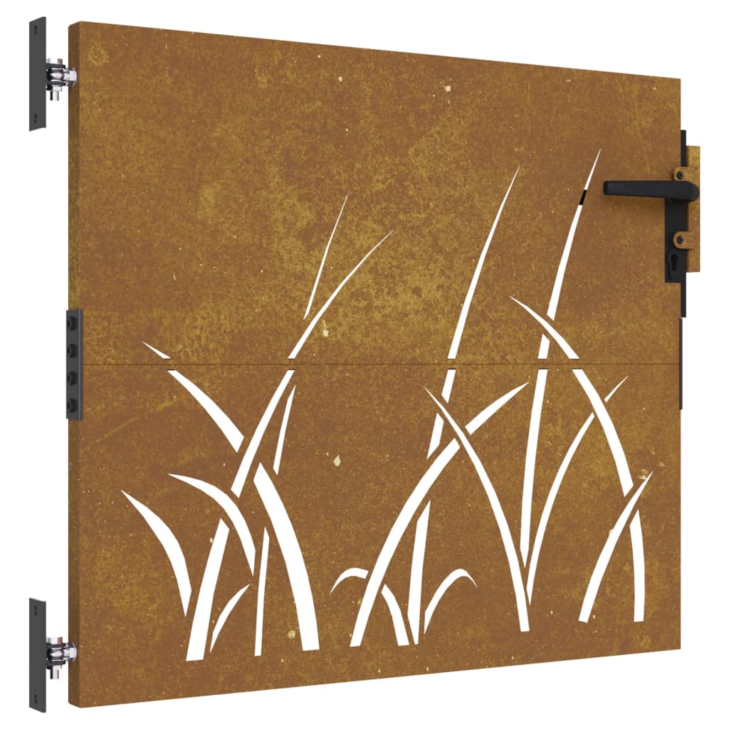 vidaXL Puutarhaportti 85x100 cm corten teräs ruohokuvio