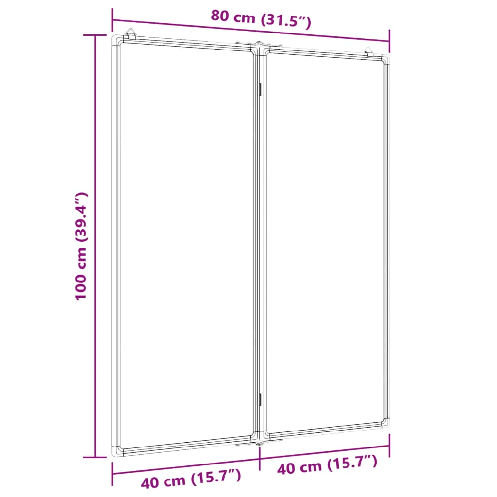 vidaXL Magneettinen taitettava tussitaulu 80x100x1,7 cm cm alumiini