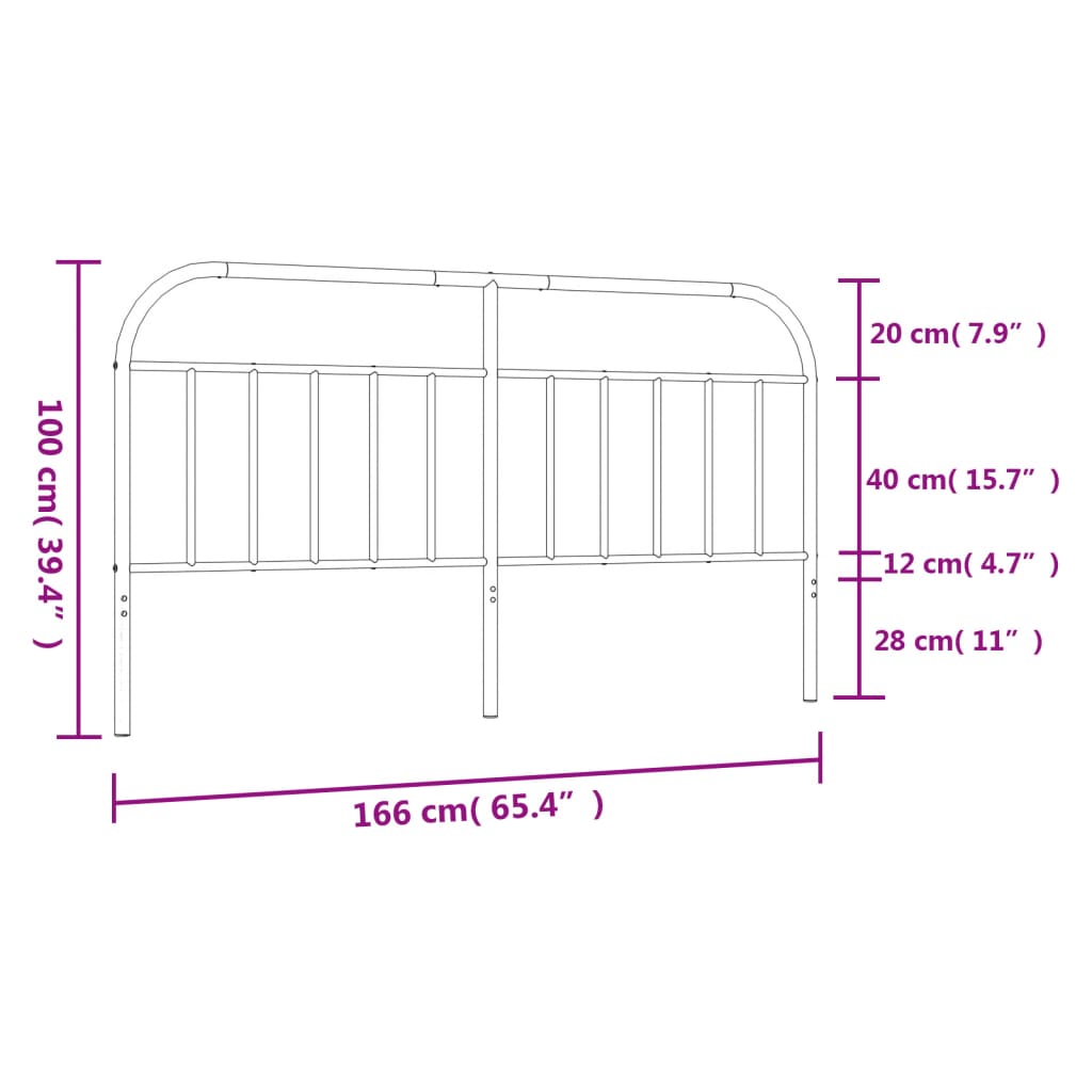 vidaXL Metallinen sängynpääty valkoinen 160 cm