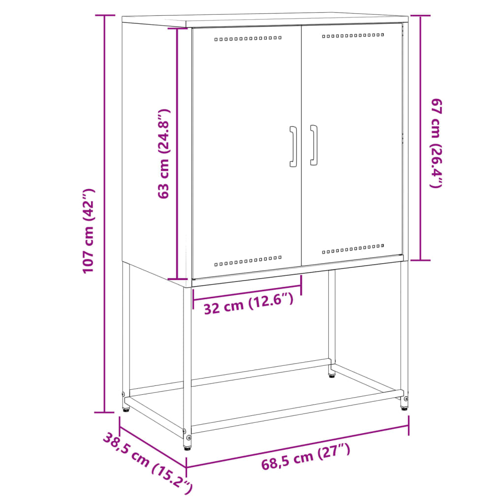 vidaXL TV-taso oliivinvihreä 68x39x60,5 cm teräs