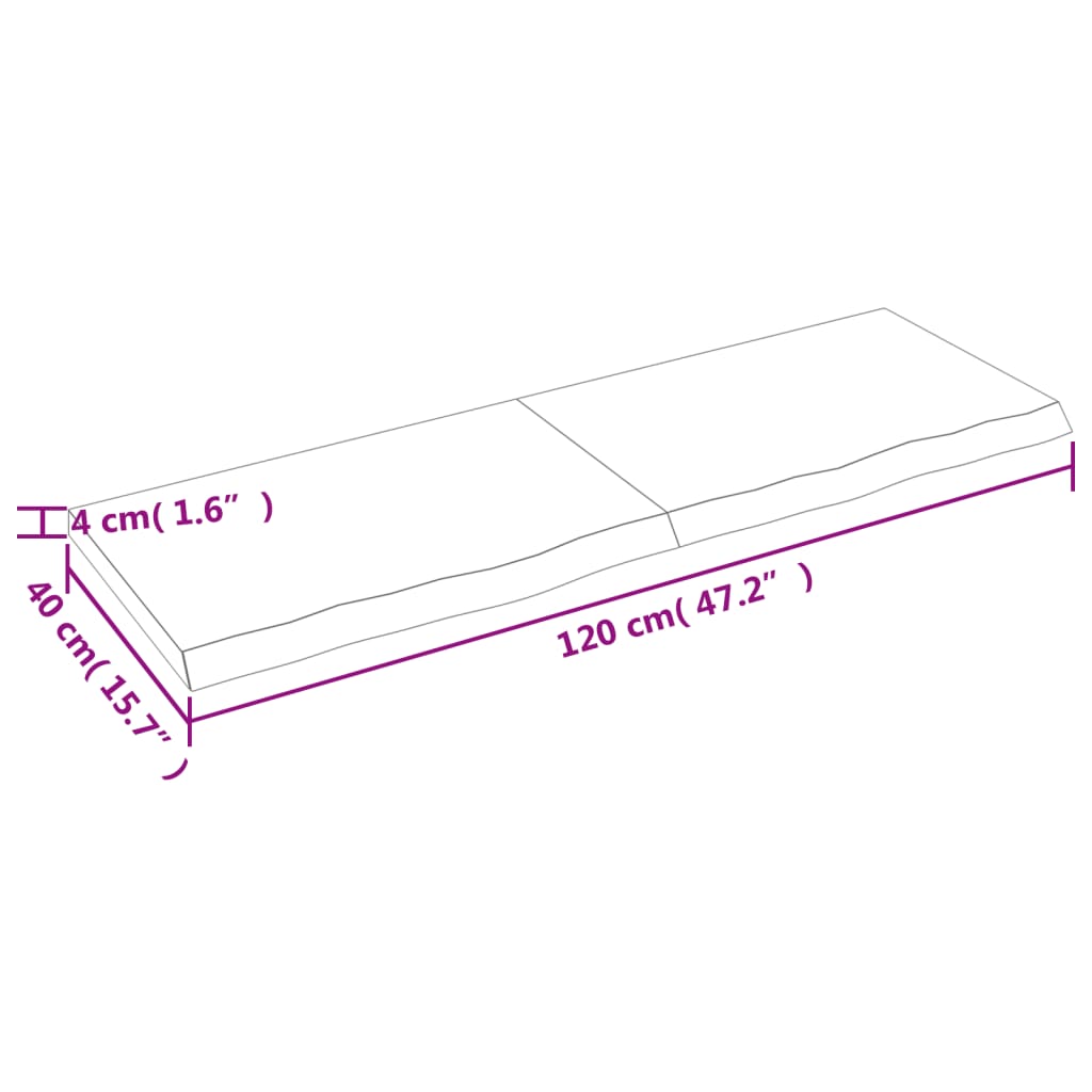 vidaXL Pöytälevy tummanruskea 120x40x(2-4) cm käsitelty täystammi