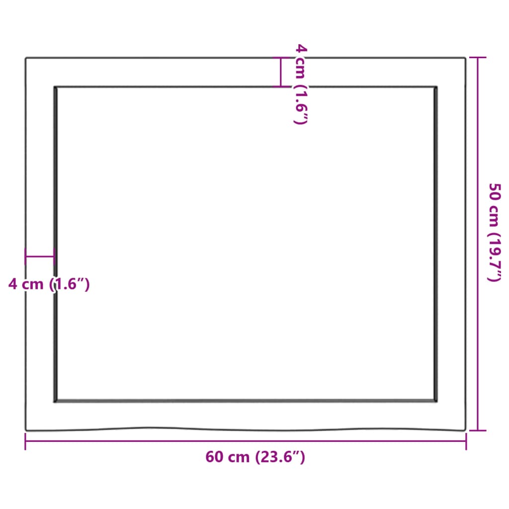 vidaXL Kylpyhuoneen työtaso t.ruskea 60x50x(2-4)cm käsitelty täyspuu