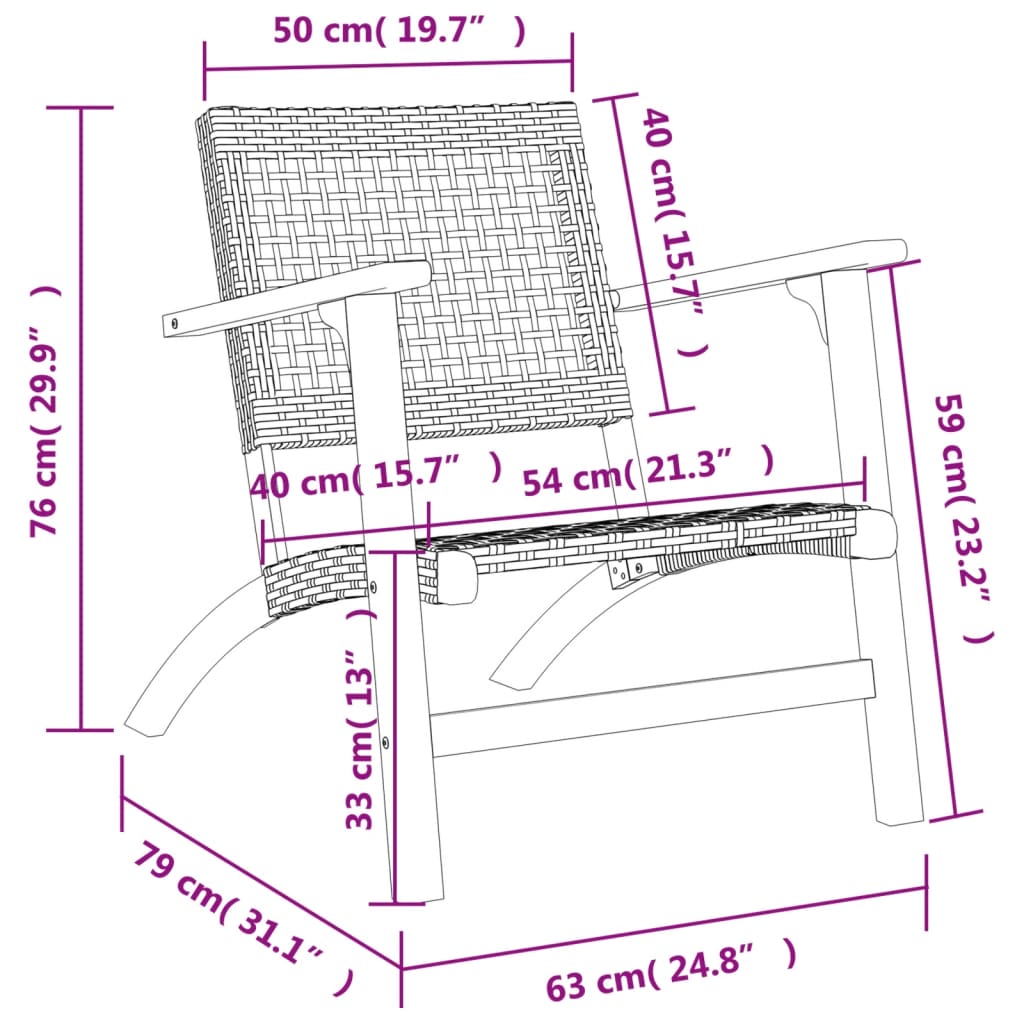 vidaXL Puutarhatuolit 2 kpl beige polyrottinki ja akasiapuu