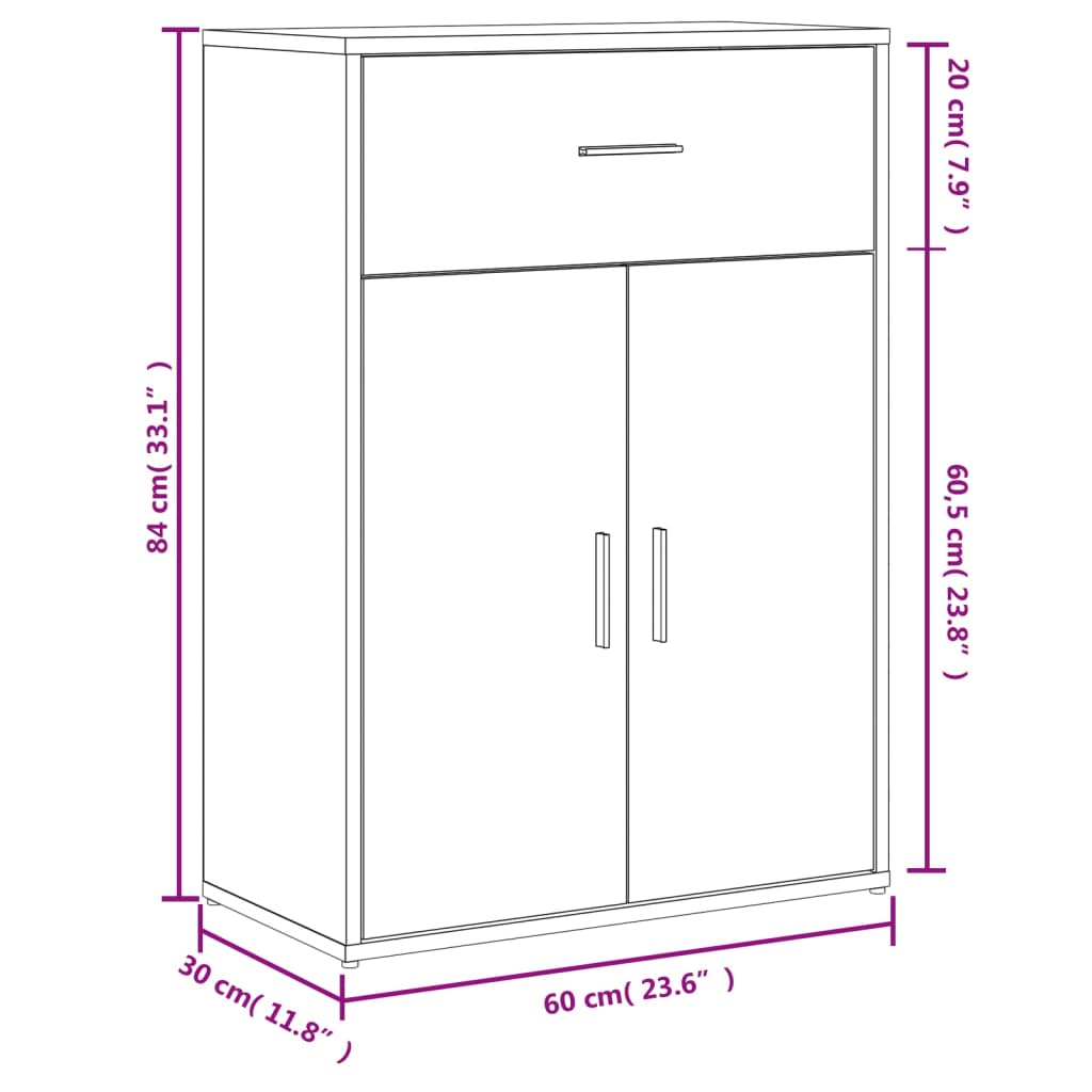 vidaXL Senkki musta 60x30x84 cm tekninen puu