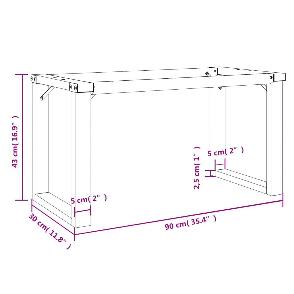 vidaXL Sohvapöydän jalat O-muoto 90x30x43 cm valurauta