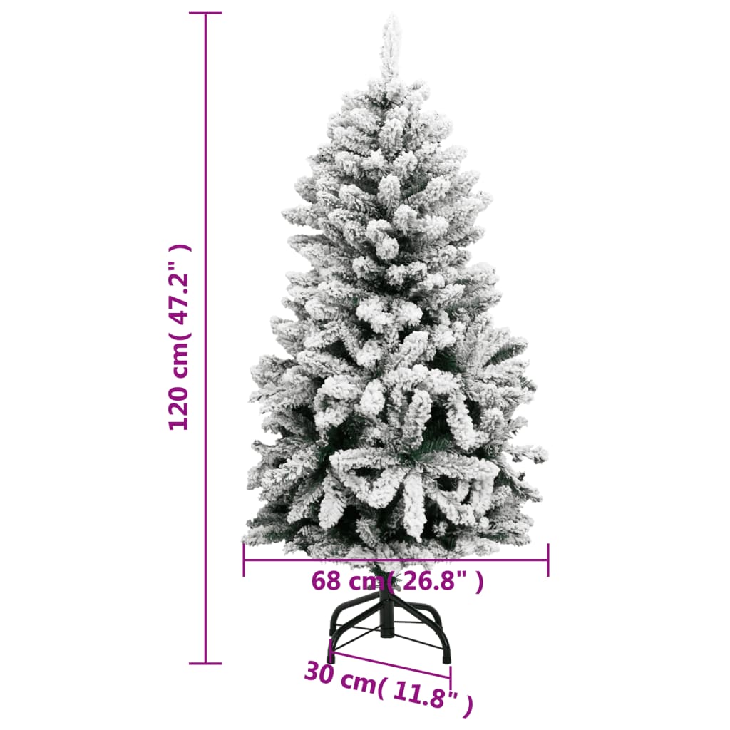 vidaXL Tekojoulukuusi saranoilla ja lumihuurteella 120 cm