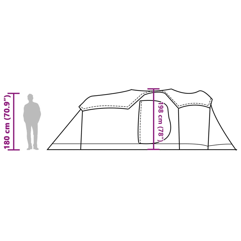 vidaXL Perheteltta tunneli 8 henkilölle vihreä vedenkestävä