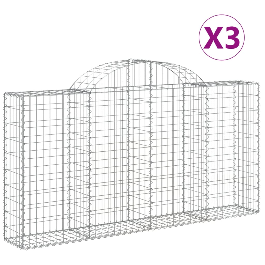 vidaXL Kaarevat kivikorit 3 kpl 200x30x100/120 cm galvanoitu rauta