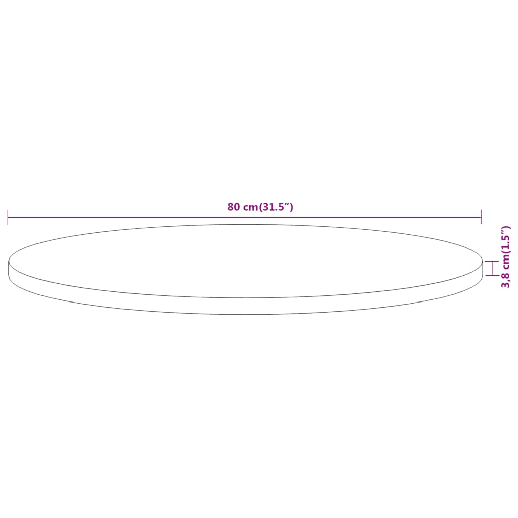 vidaXL Pöytälevy Ø80x3,8 cm pyöreä täysi akasiapuu