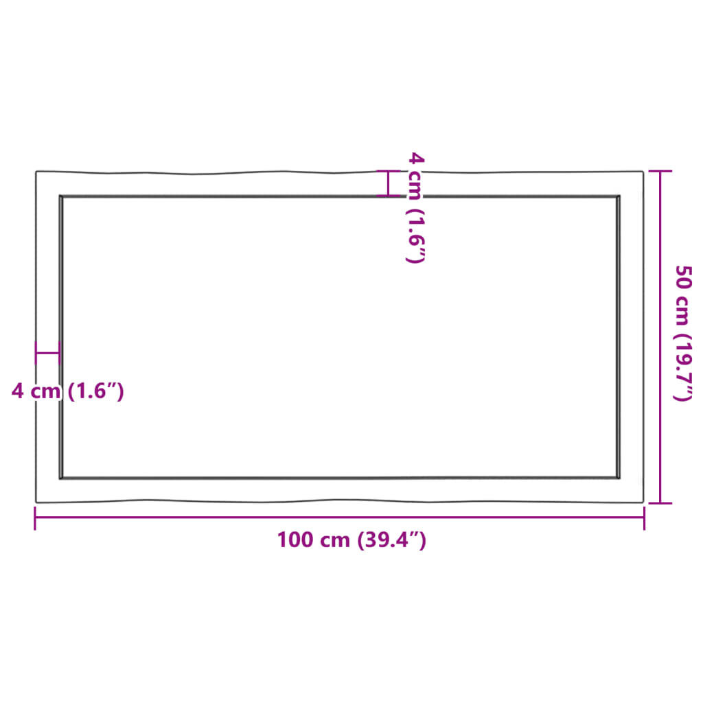 vidaXL Pöytälevy ruskea 100x50x(2-6)cm käsitelty täystammi elävä reuna