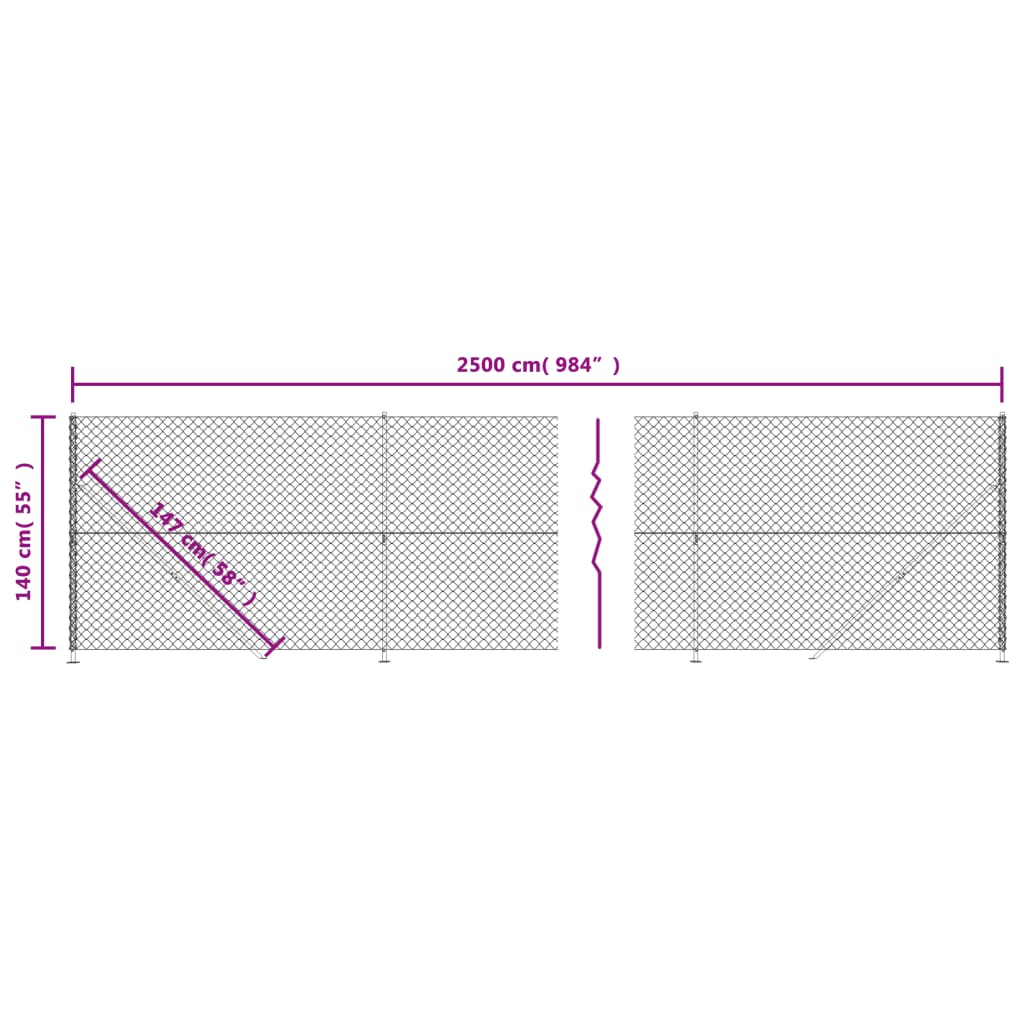 vidaXL Verkkoaita laipalla hopea 1,4x25 m