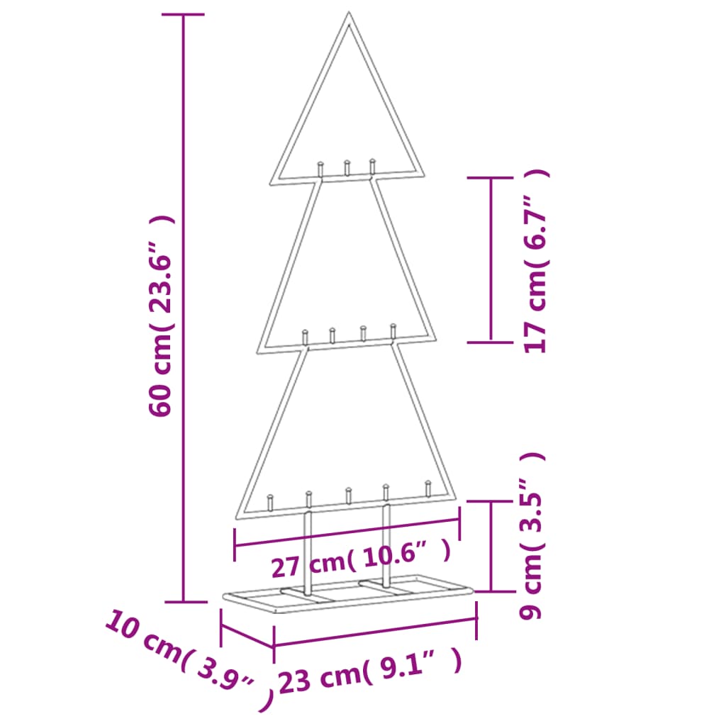 vidaXL Metallinen koristejoulukuusi musta 60 cm