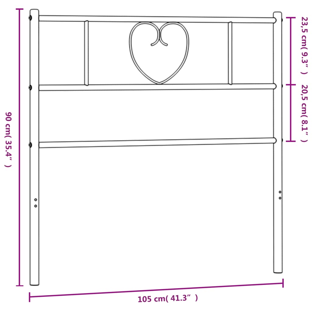 vidaXL Metallinen sängynpääty musta 100 cm