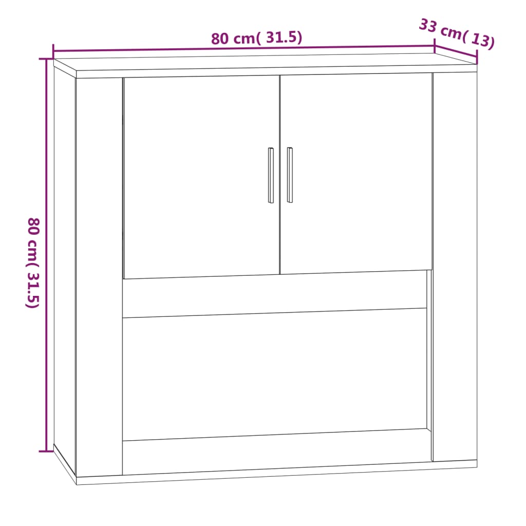 vidaXL Seinäkaappi valkoinen 80x33x80 cm tekninen puu