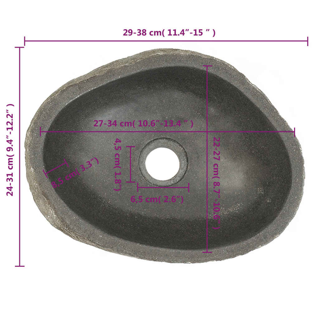 vidaXL Pesuallas jokikivi soikea (29-38)x(24-31) cm