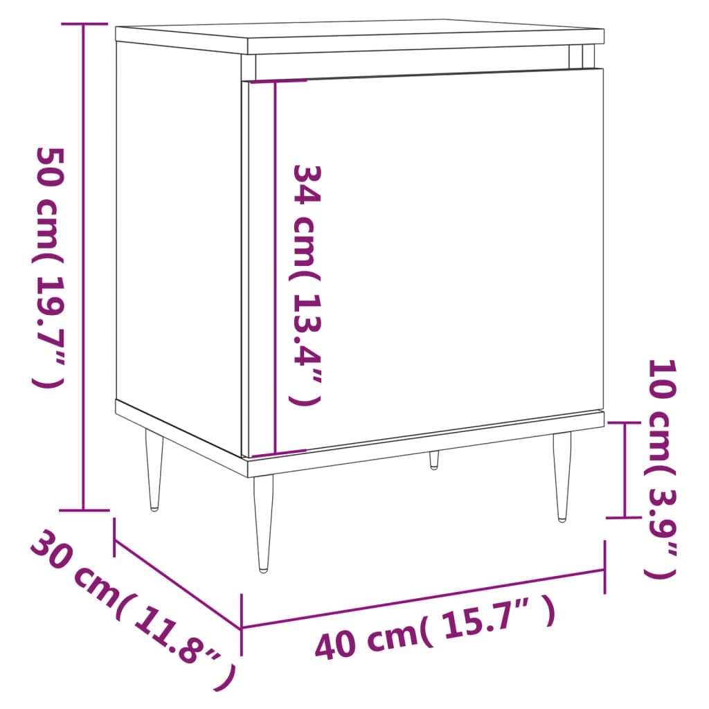 vidaXL Yöpöydät 2 kpl ruskea tammi 40x30x50 cm tekninen puu