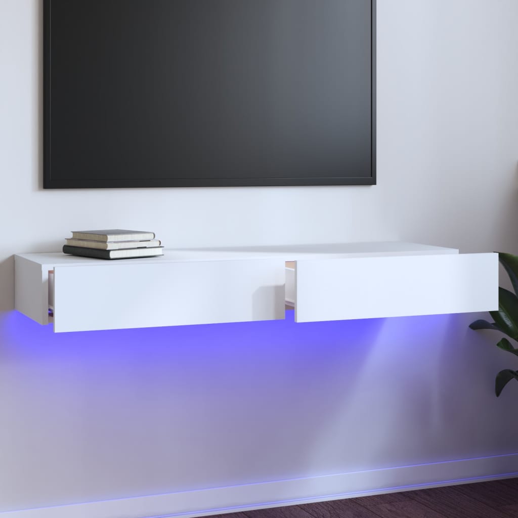 vidaXL TV-taso LED-valoilla valkoinen 120x35x15,5 cm