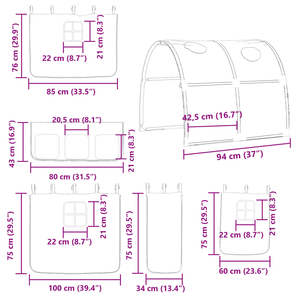 vidaXL Kerrossänky liukumäellä ja verhoilla sininen 80x200 cm