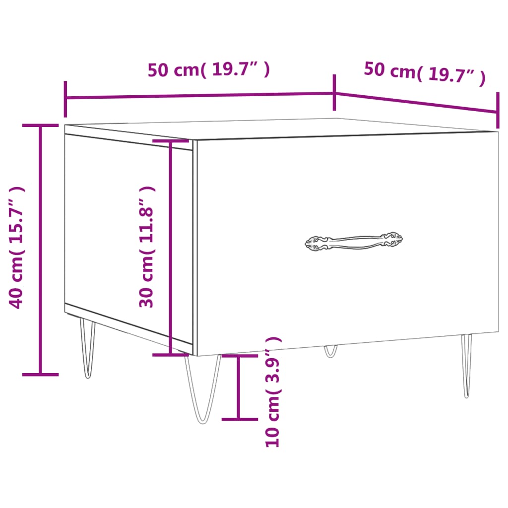 vidaXL Sohvapöytä betoninharmaa 50x50x40 cm tekninen puu