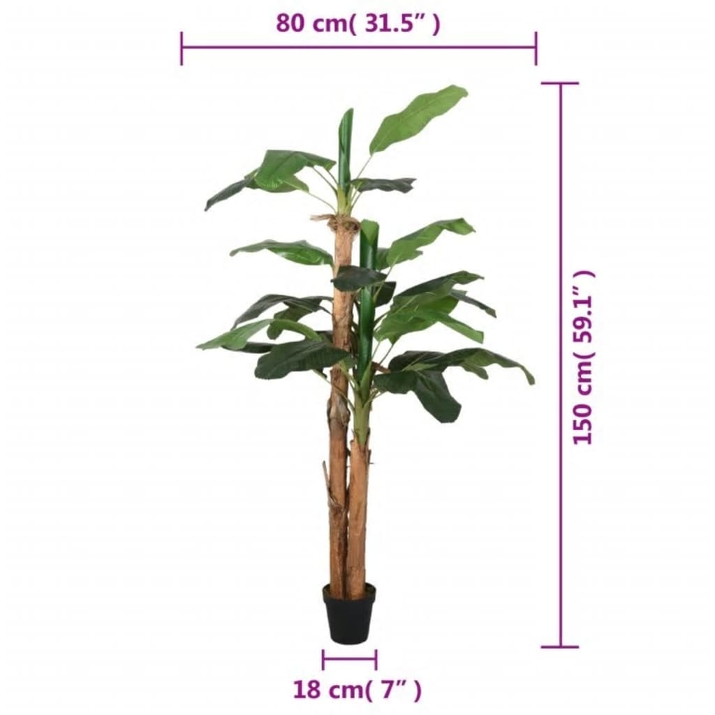 vidaXL Tekokasvi banaanipuu 18 lehteä 150 cm vihreä