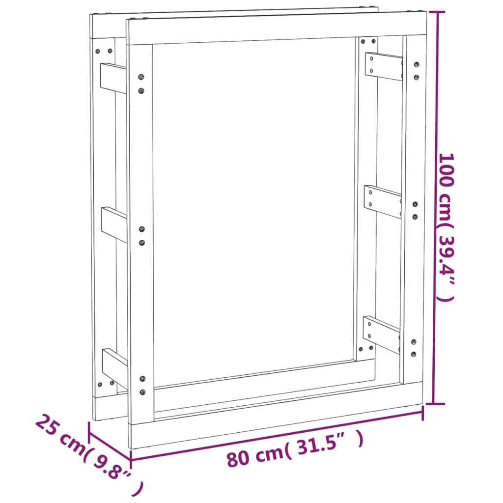 vidaXL Polttopuuteline 80x25x100 cm täysi mänty