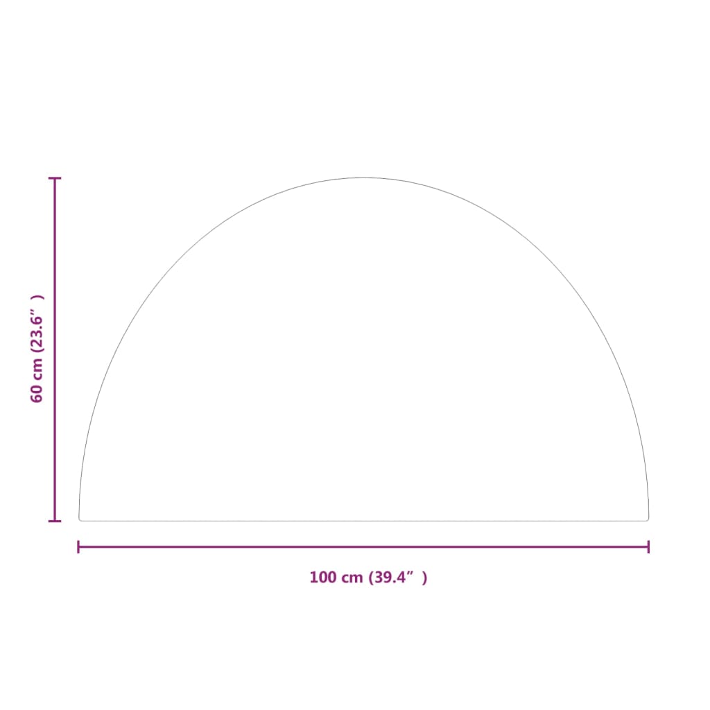 vidaXL Takan lasilevy puolipyöreä 1000x600 mm