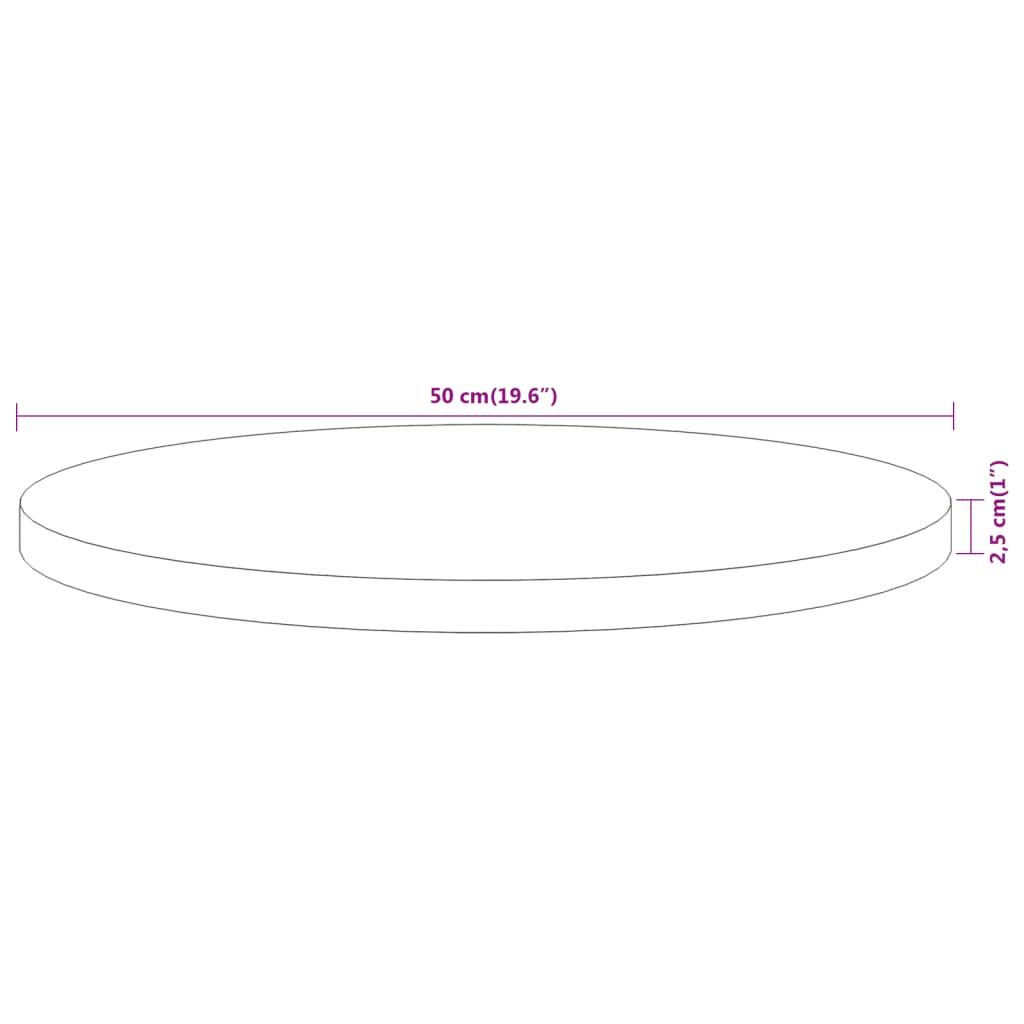 vidaXL Pöytälevy Ø50x2,5 cm pyöreä täysi akasiapuu