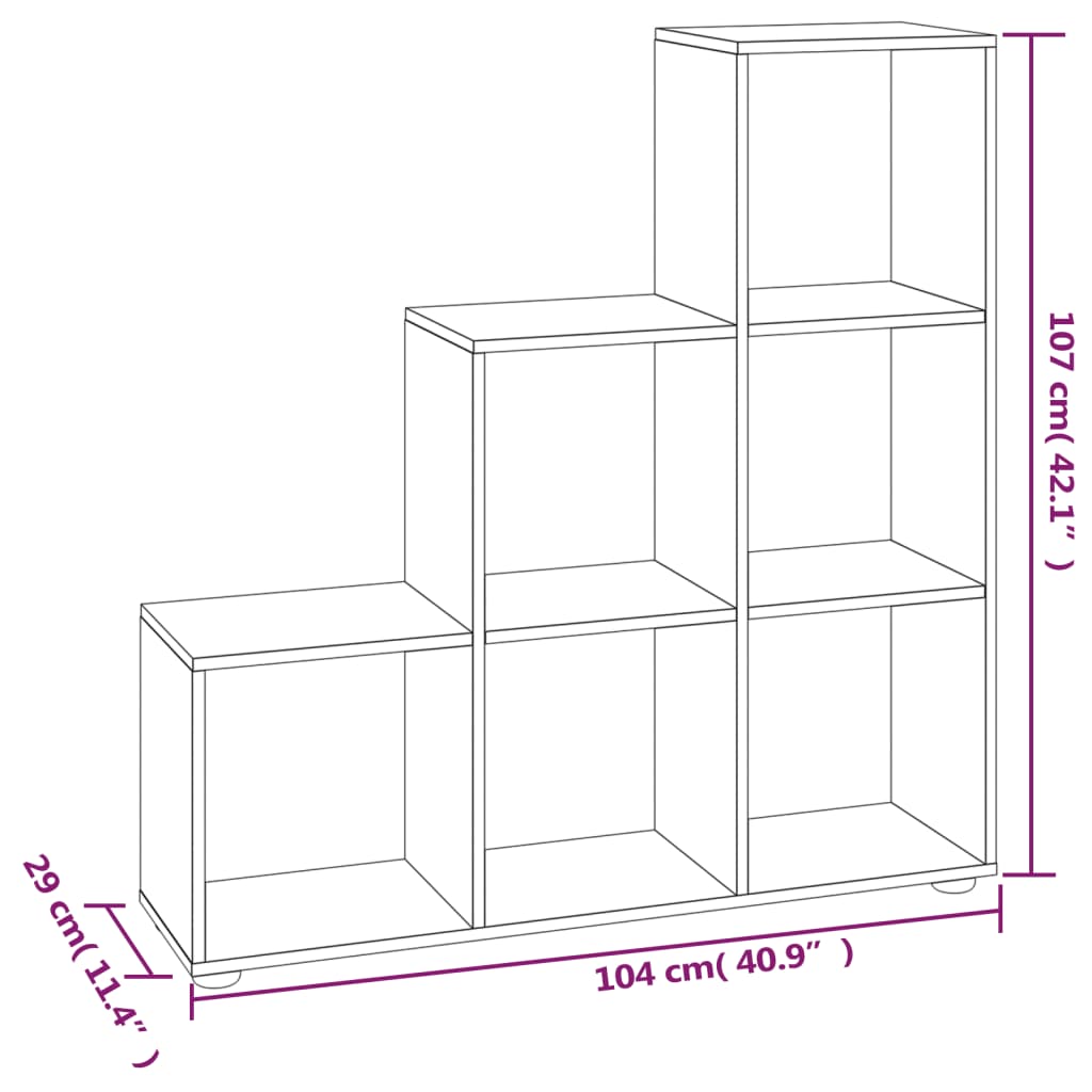 vidaXL Porraskirjahylly betoninharmaa 107 cm tekninen puu