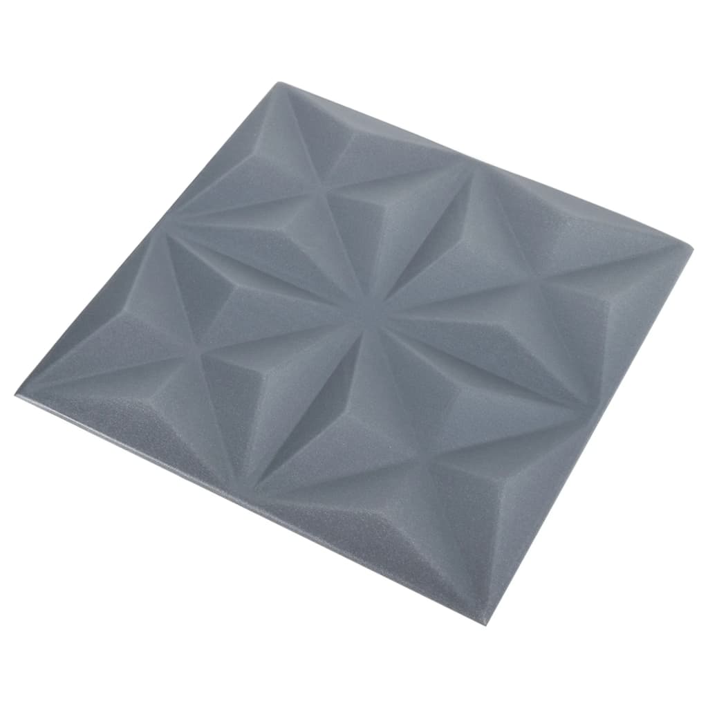 vidaXL 3D-seinäpaneelit 12 kpl 50x50 cm harmaa origami 3 m²