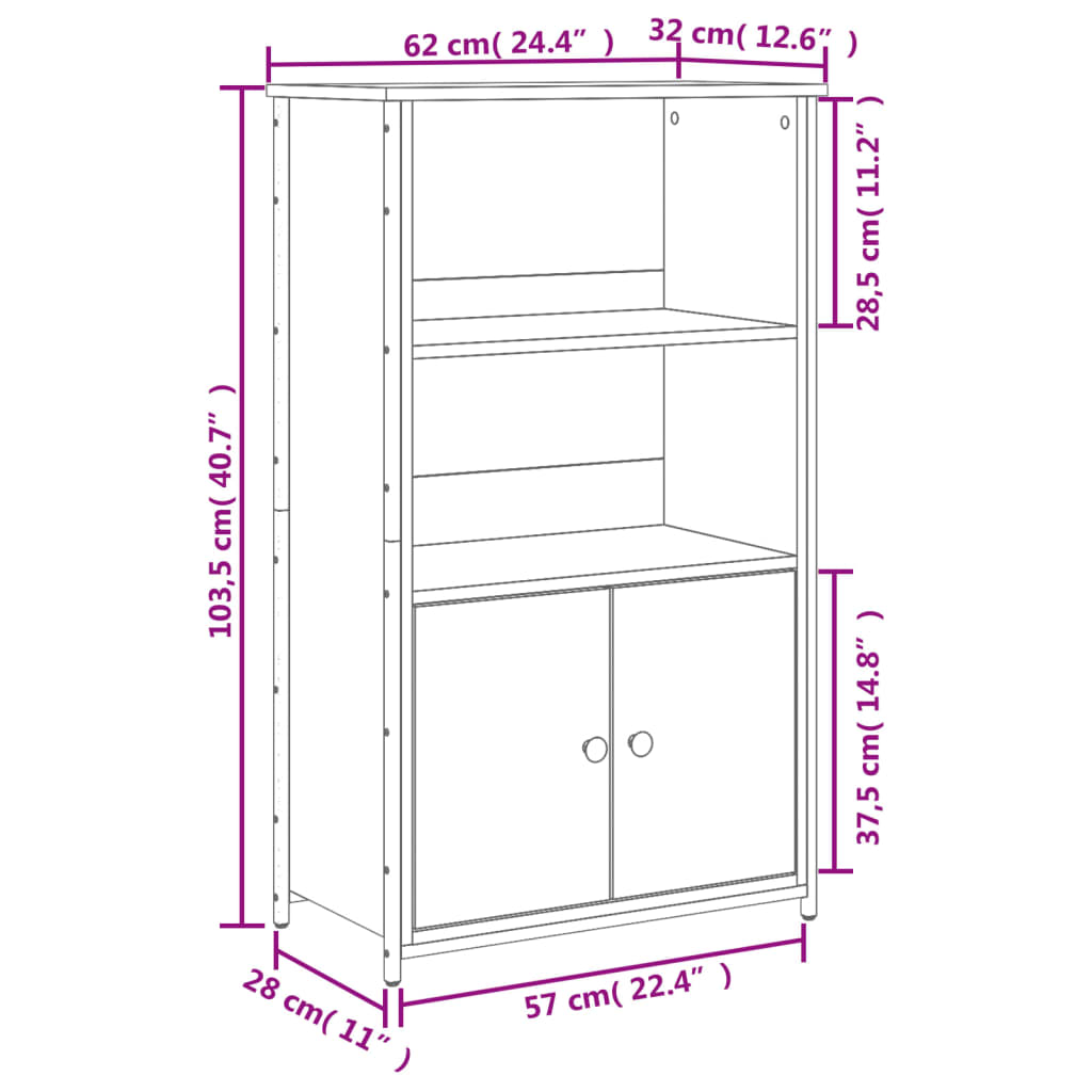 vidaXL Kaappi savutammi 62x32x103,5 cm tekninen puu