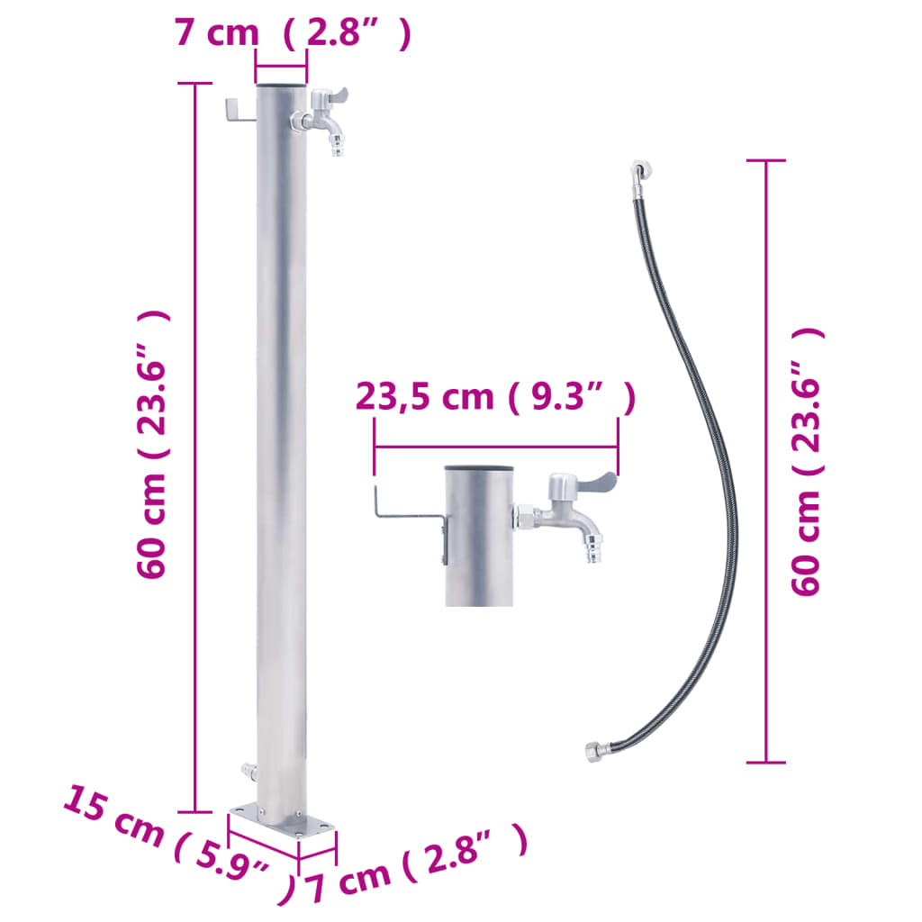 vidaXL Puutarhan vesipylväs 60 cm ruostumaton teräs pyöreä