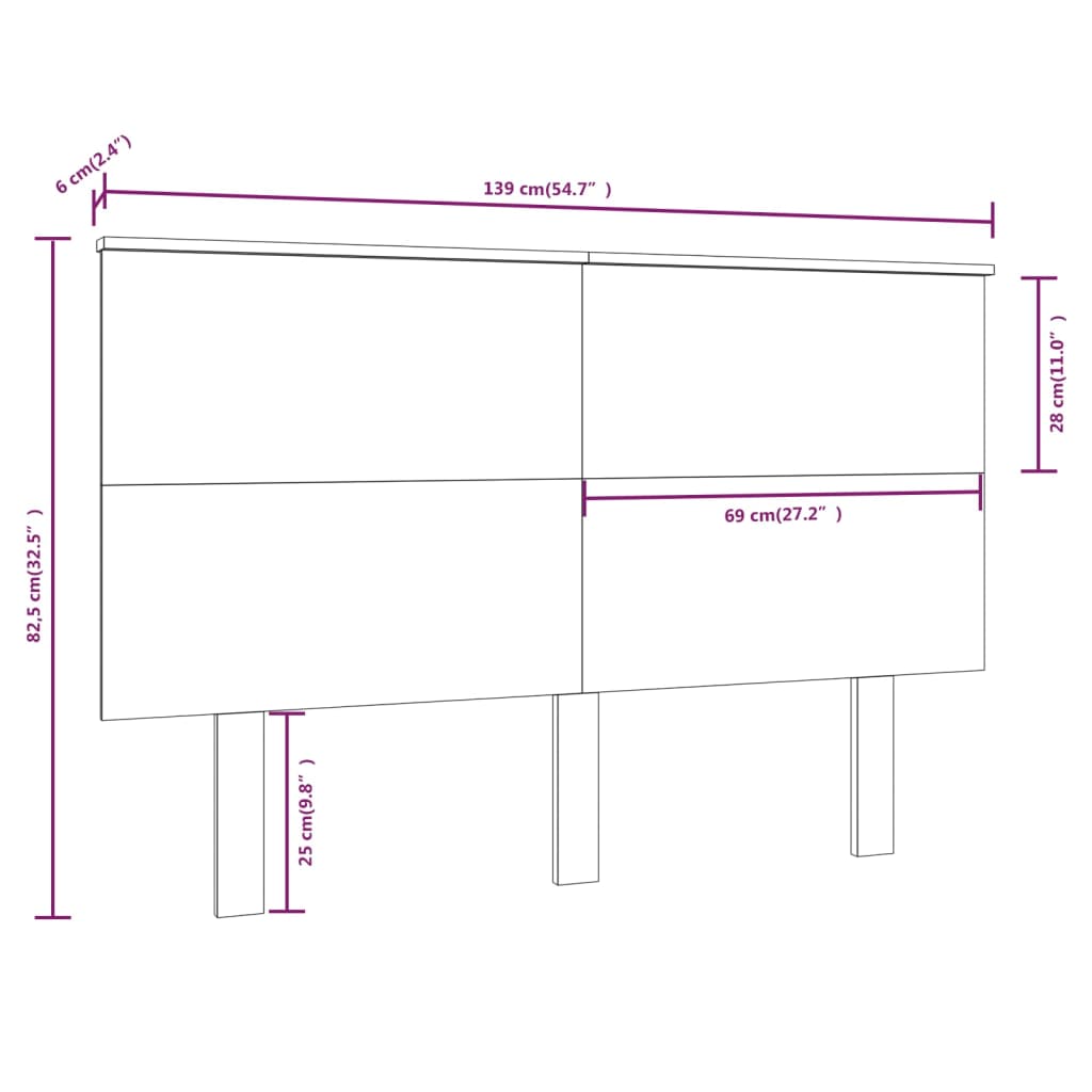 vidaXL Sängynpääty 139x6x82,5 cm täysi mänty